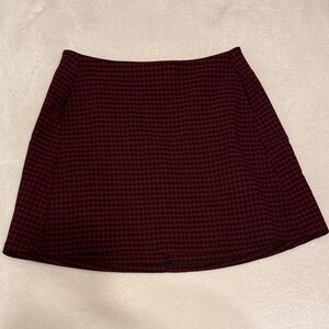 Elegant Burgundy Plaid A-Line Skirt